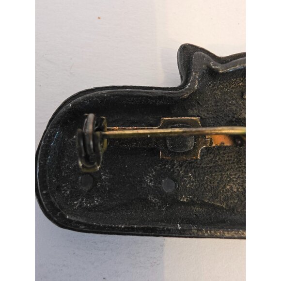 Vintage Torino Pewter Cat Brooch Pin With Bow & Curled Tail - Picture 3 of 4